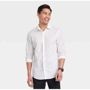 Goodfellow & Co Men's Performance Button Down Dress Shirt Long Sleeve Size L